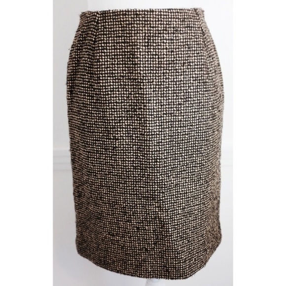 Moschino • Brown Black Tweed Wool Pencil Skirt - Picture 1 of 6